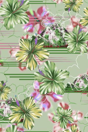 热带花卉印花华亿平台图片