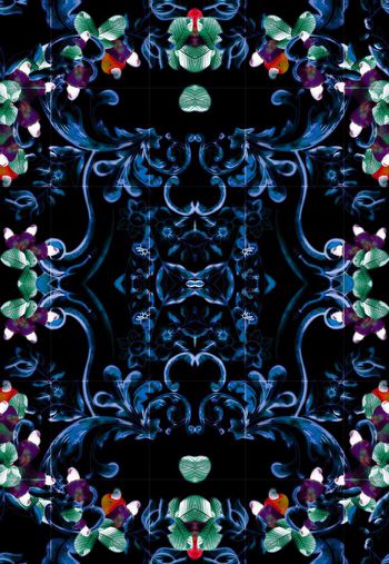 591634-厨房的瓷砖-复古花卉