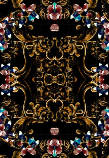 591635-厨房的瓷砖-复古花卉