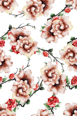 月季花印花华亿平台图片