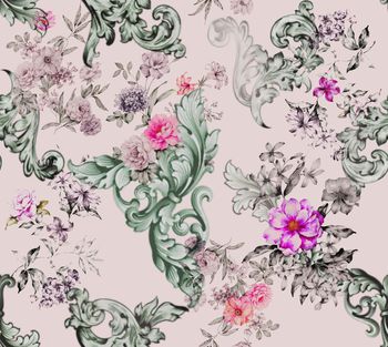 591901-女装数码花卉卷草纹组