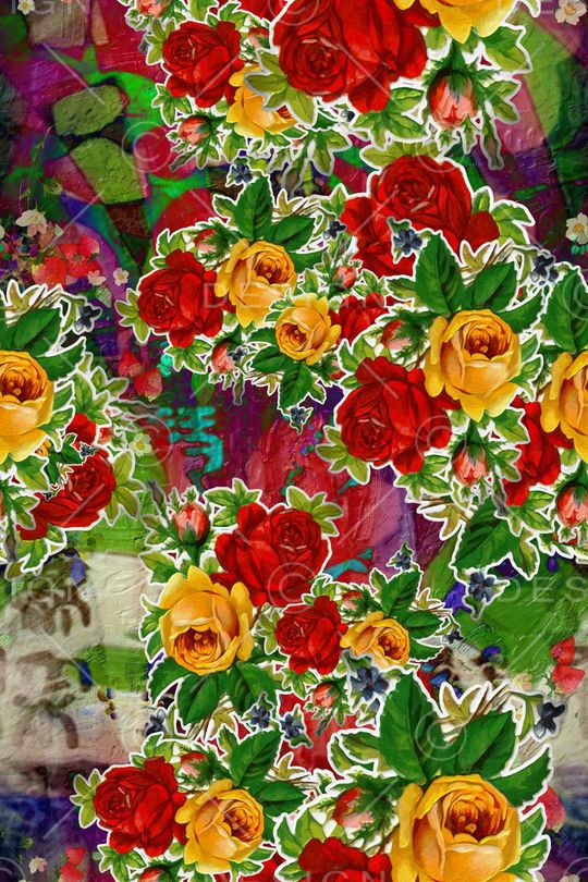 植物风景印花华亿平台图片