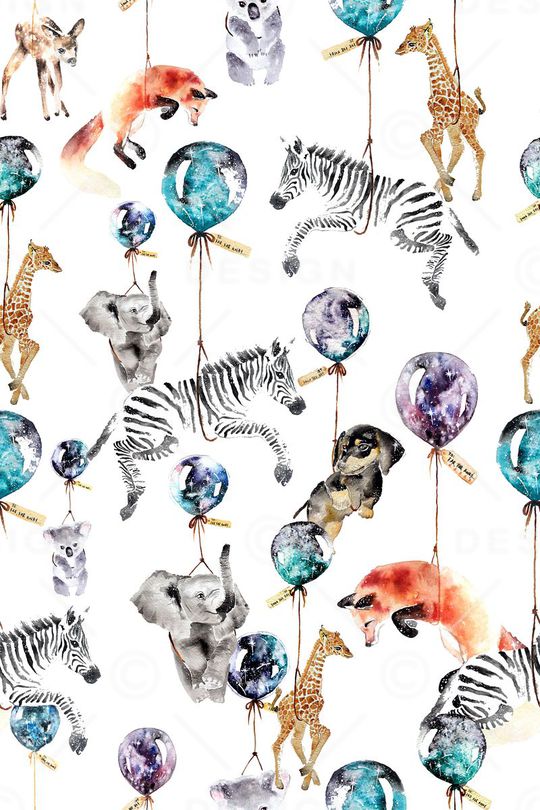 水彩动物印花华亿平台图片