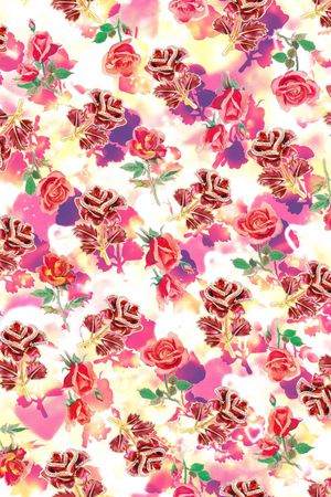 手绘玫瑰印花华亿平台图片