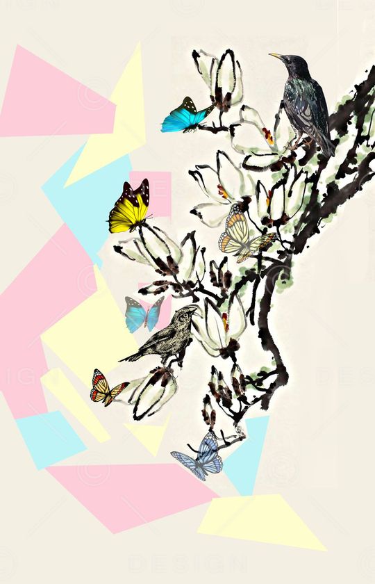 花鸟印花华亿平台图片