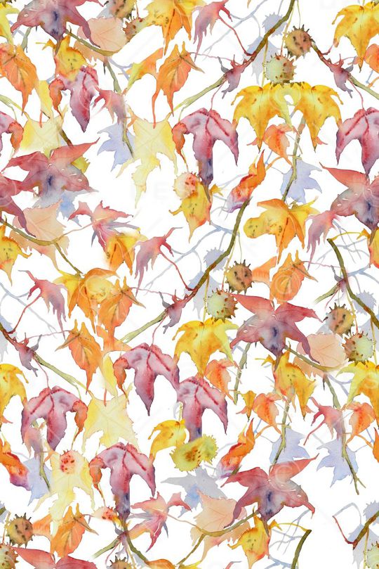 水彩手绘树叶印花华亿平台图片