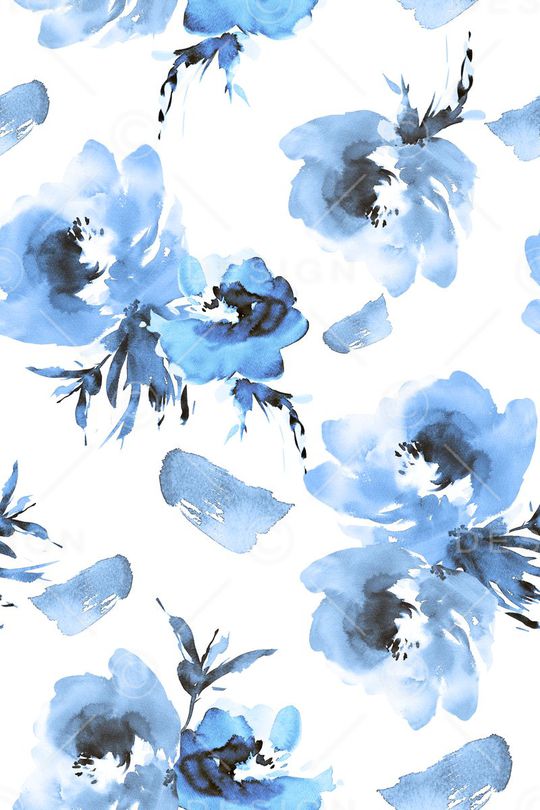 水彩花卉印花华亿平台图片