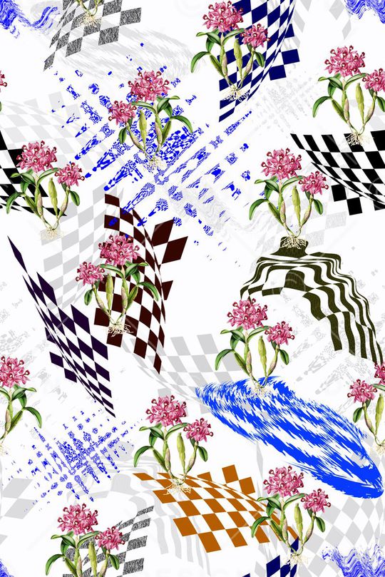 几何花卉组合印花华亿平台图片