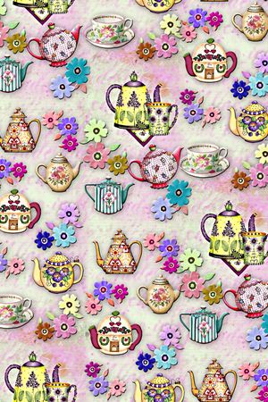 抽象几何清爽梦幻艺术平底立体手绘满版最新高清数码蕾丝民族中国风绣花珠宝肌理时尚潮

流大牌复古欧美风女装外套印花华亿平台图片