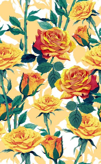 592764-欧美时尚手绘大花