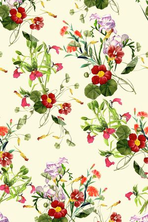 热带花卉印花华亿平台图片