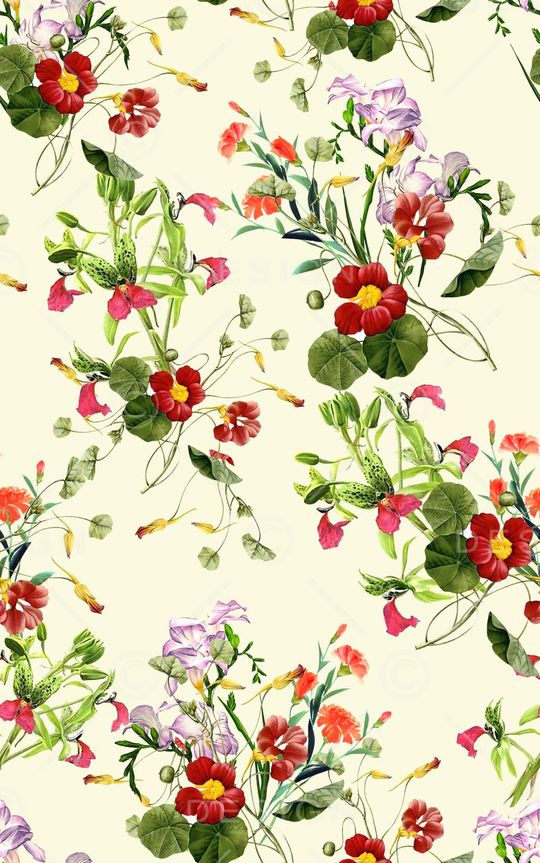 热带花卉印花华亿平台图片