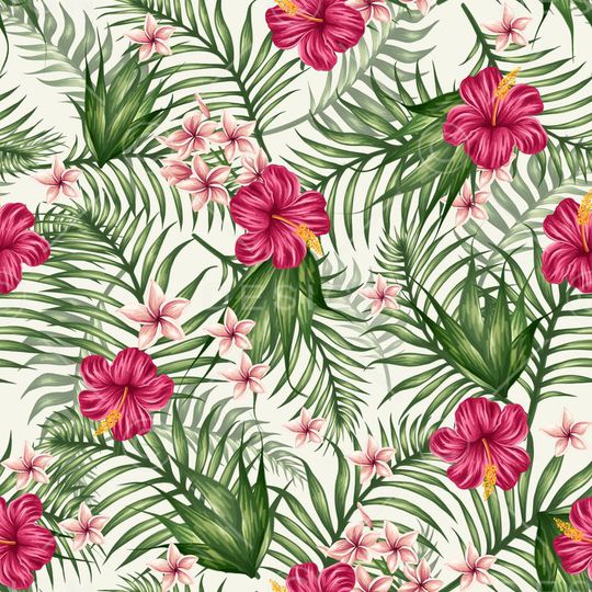热带花卉印花华亿平台图片
