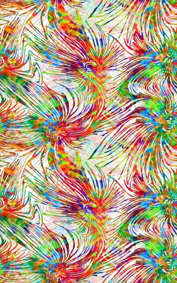 592917-抽象彩色 舞动线条花朵
