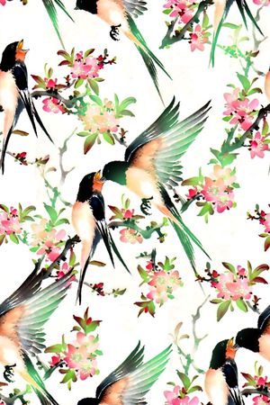 抽象几何清爽梦幻艺术平底立体手绘满版最新高清数码蕾丝民族中国风绣花珠宝肌理时尚潮

流大牌复古欧美风女装裙印花华亿平台图片