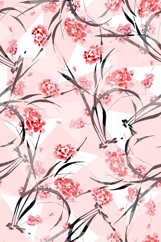 抽象几何清爽梦幻艺术平底立体手绘满版最新高清数码蕾丝民族中国风绣花珠宝肌理时尚潮

流大牌复古欧美风女装裙印花华亿平台图片