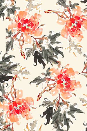 抽象几何清爽梦幻艺术平底立体手绘满版最新高清数码蕾丝民族中国风绣花珠宝肌理时尚潮

流大牌复古欧美风女装裙印花华亿平台图片