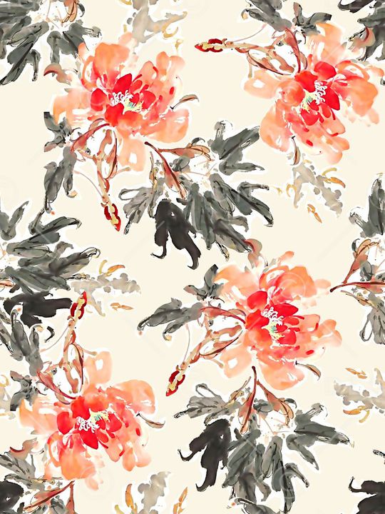 抽象几何清爽梦幻艺术平底立体手绘满版最新高清数码蕾丝民族中国风绣花珠宝肌理时尚潮

流大牌复古欧美风女装裙印花华亿平台图片