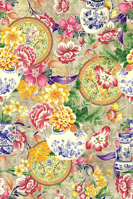 卷草纹印花华亿平台图片