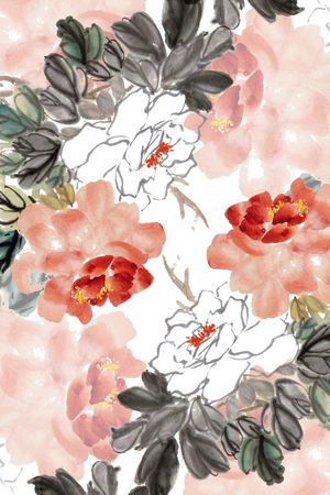 牡丹印花华亿平台图片