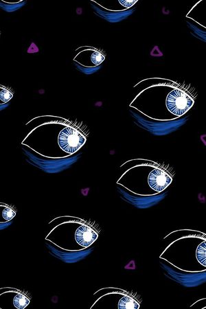 手绘、眼睛、几何印花华亿平台图片