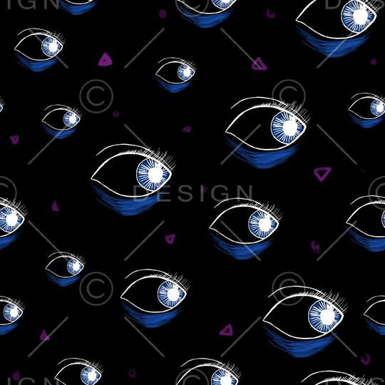 手绘、眼睛、几何印花华亿平台图片