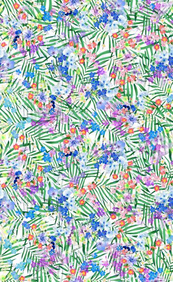 593461-热带清新水彩植物花卉--2