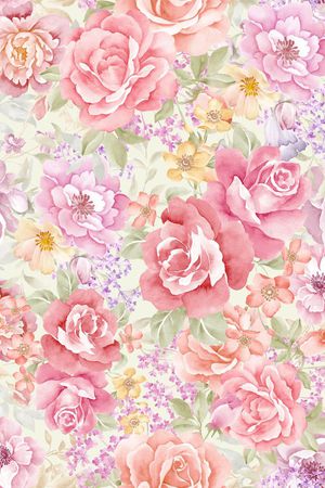 手绘水彩花卉印花华亿平台图片