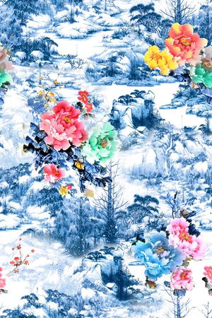 牡丹印花华亿平台图片