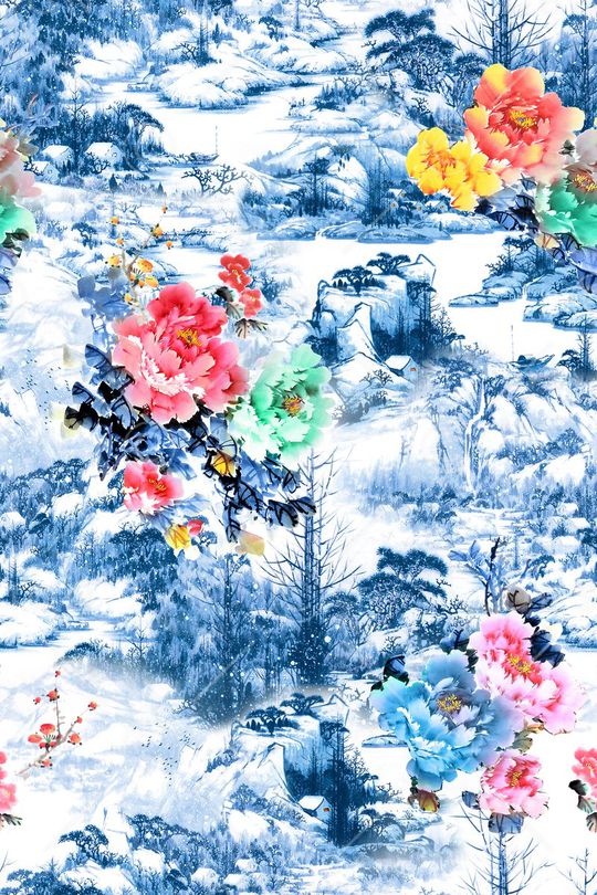 牡丹印花华亿平台图片