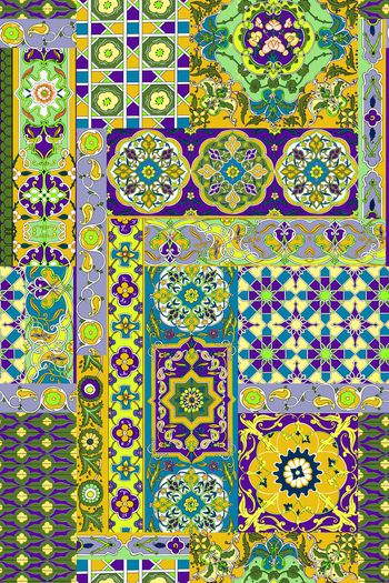 593861-民族风花草纹饰拼贴