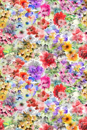 水彩大花朵印花华亿平台图片