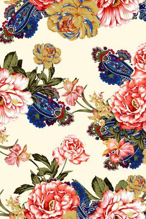 大朵花卉印花华亿平台图片