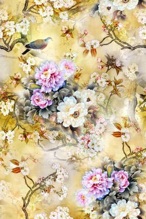 花鸟印花华亿平台图片