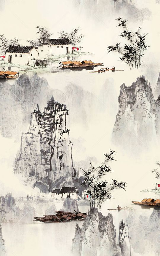 乌篷船印花华亿平台图片