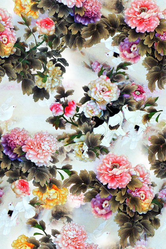 牡丹印花华亿平台图片