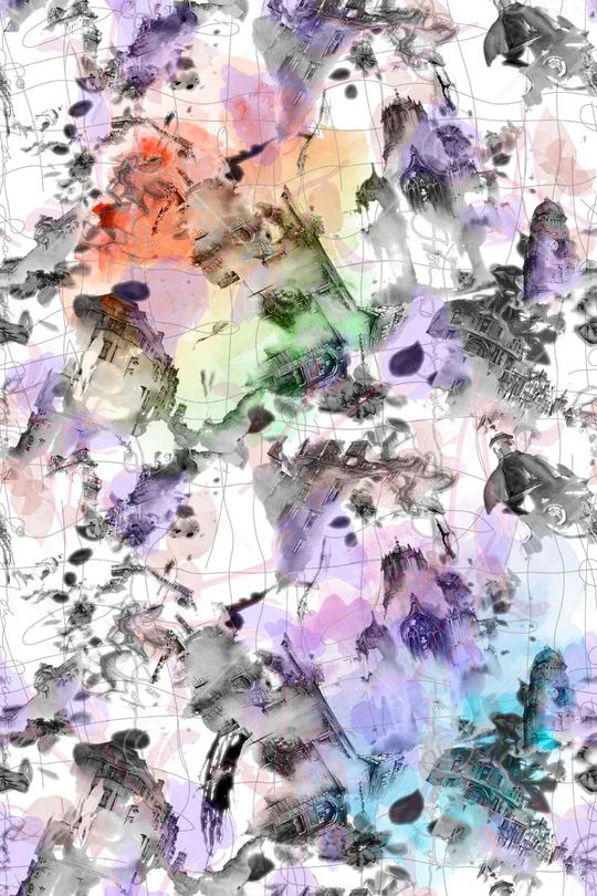 手绘线条印花华亿平台图片