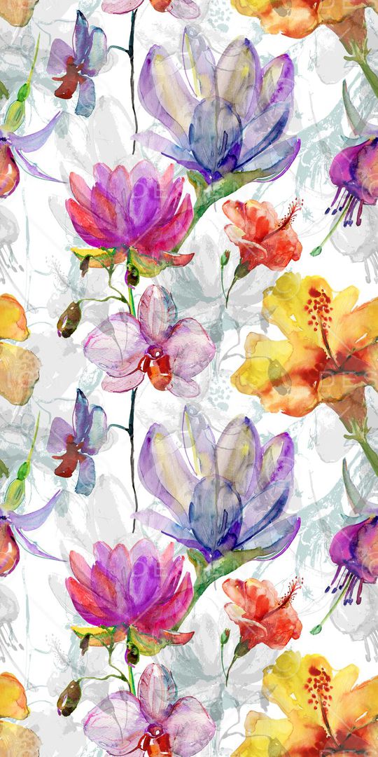 水彩花卉印花华亿平台图片