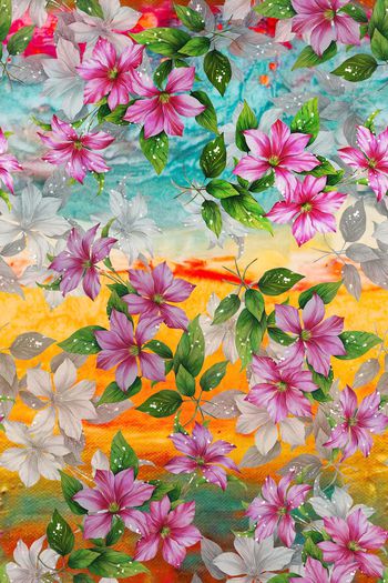 594453-水彩浪漫花卉服装