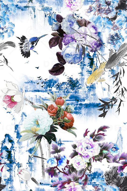 花卉印花华亿平台图片