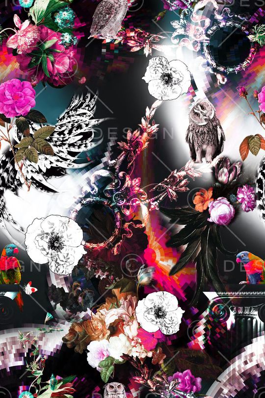 时尚油画花卉印花华亿平台图片