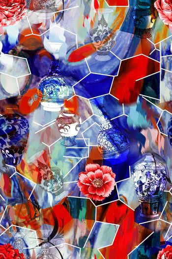 594932-手绘花卉几何肌理