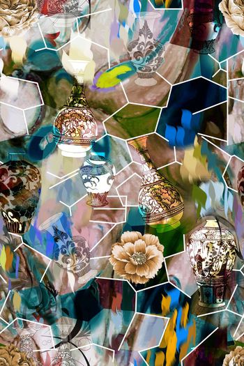 594933-手绘花卉几何肌理