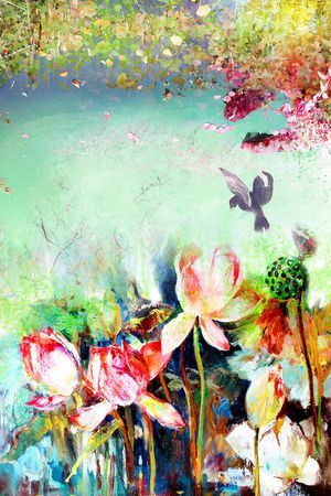 荷花印花华亿平台图片