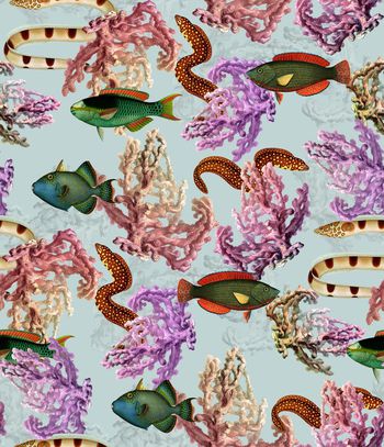 594984-复古手绘海洋元素印花1