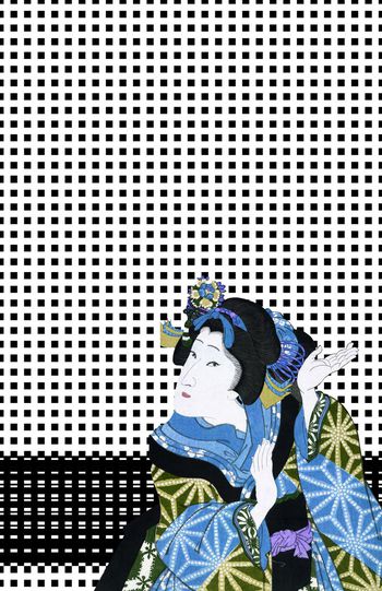 595064-和风侍女方格纹定位