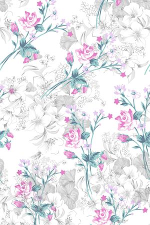 花卉组合印花华亿平台图片