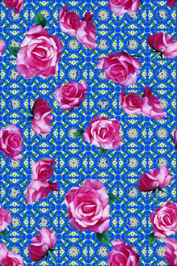 595285-油画玫瑰民族纹饰