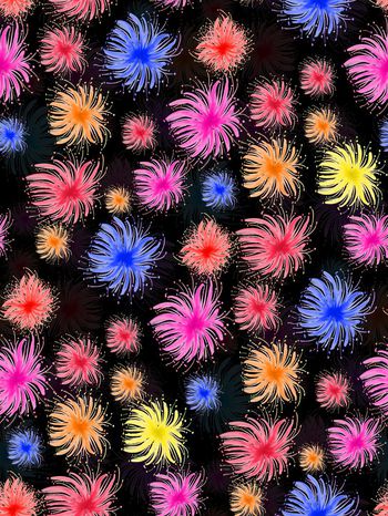 595445-手绘多彩水彩大花