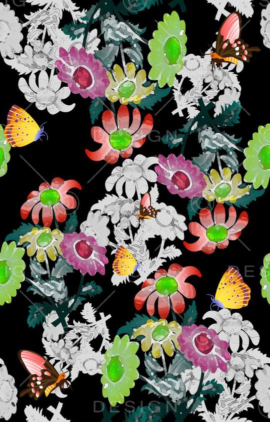 鸟昆虫图案印花华亿平台图片